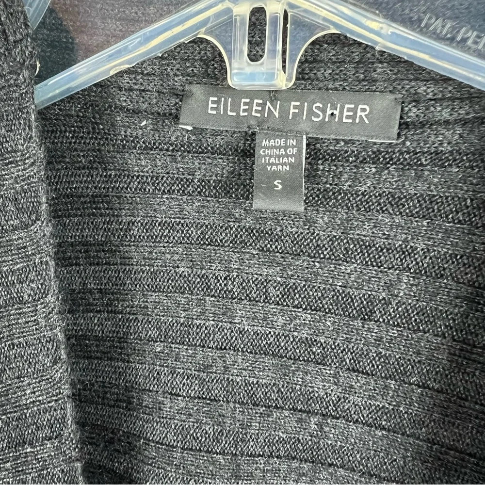 Eileen Fisher Merino Wool Open Front Long Lagenlook Cardigan Small Cozy Sweater - Picture 7 of 14